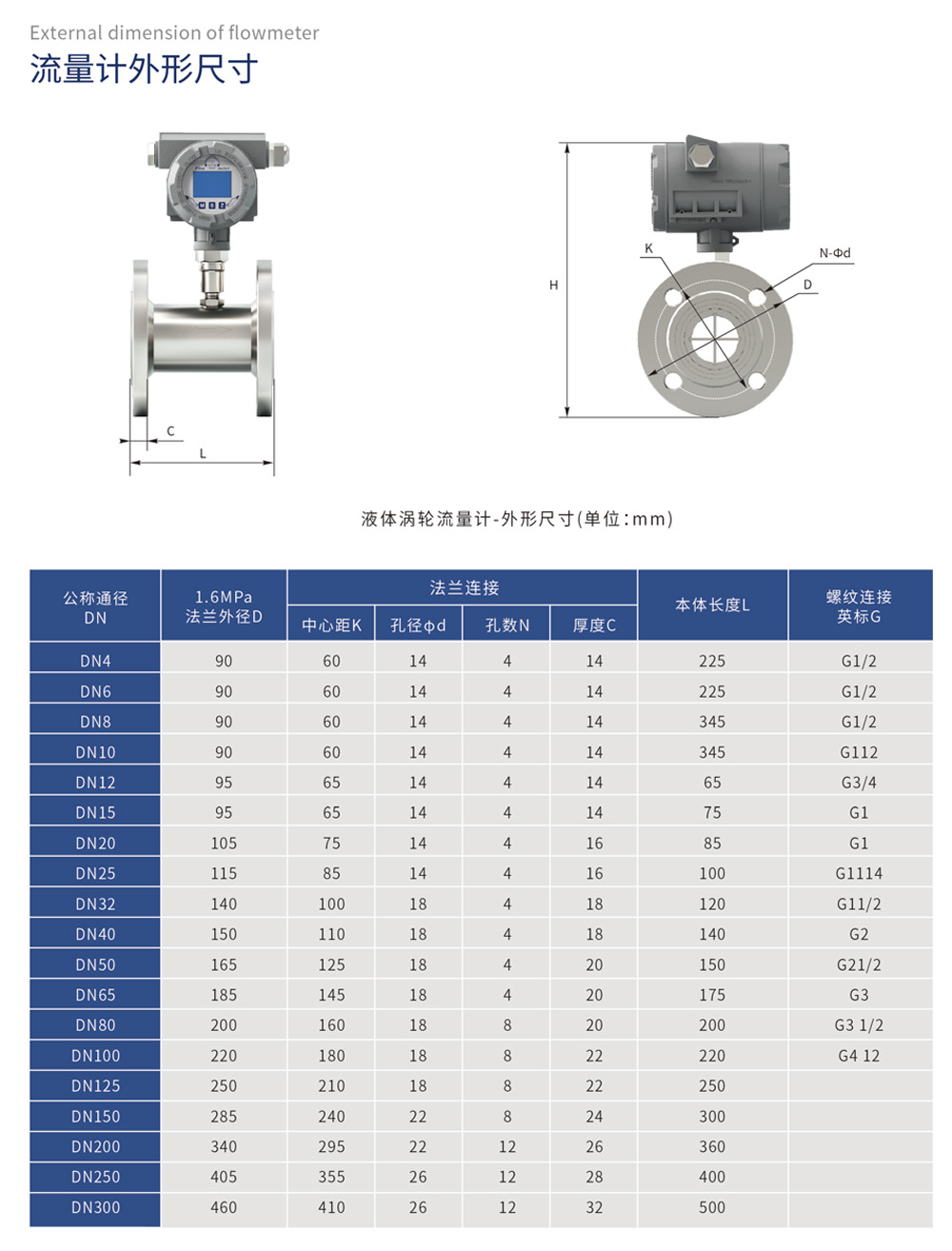 流量计外形尺寸